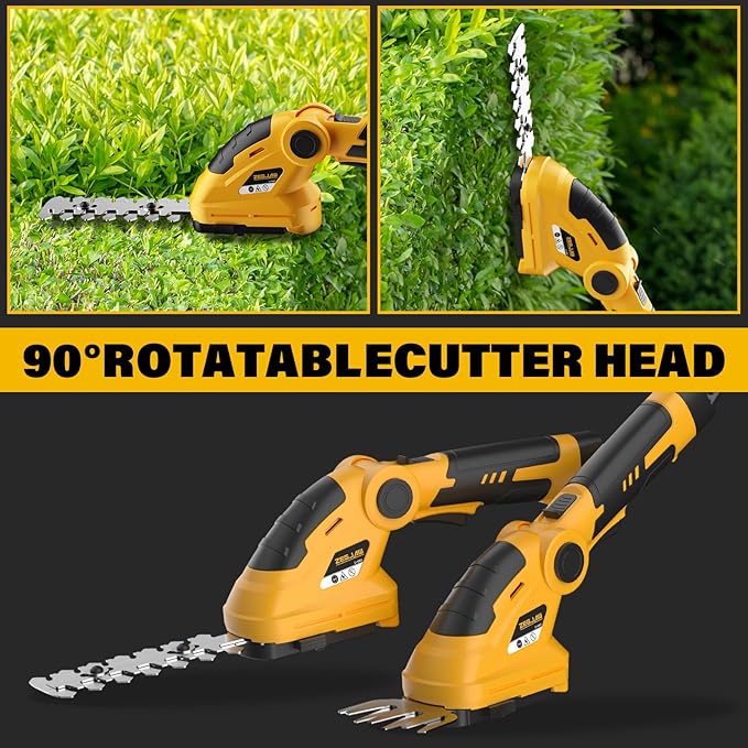 7.2V Cordless Hedge Trimmer & Grass Shears, 2 in 1 Electric Handheld Shrub Trimmer, Lightweight Rechargeable Bush Trimmers for Yard, Lawn, Garden