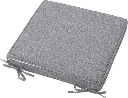 Magpie Fabrics Indoor Outdoor Waterproof Square Chair Cushion, 18" x 18" x 2.5", 2 Pack, Water Resistant Seat Cushions, for Patio Garden Office, Heather Grey
