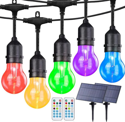 Auroraworld 96FT Commercial RGB Outdoor String Lights, Dimmable Waterproof LED Patio Lights with Remote, 30 Shatterproof Edison Bulbs for Cafe Yard Garden Party Decor