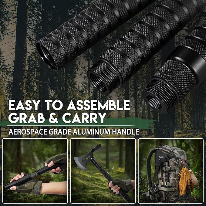 Freelander Tactical Axe 2 Pack, Sharp Tomahawk with Sheath, Portable Tomahawk with Clip and Bottle Opener, Durable Survival Hatchet for Emergency, Hiking and Camping (Multi-Functional Camping Axe)