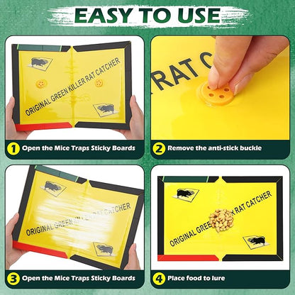 12 Pack Sticky Mouse Traps, Sticky Traps for Rats Mice Rodents Snakes No Touch Indoor Mouse Traps for Home Kitchen Garage Attic Basements, Easy to Set, Black