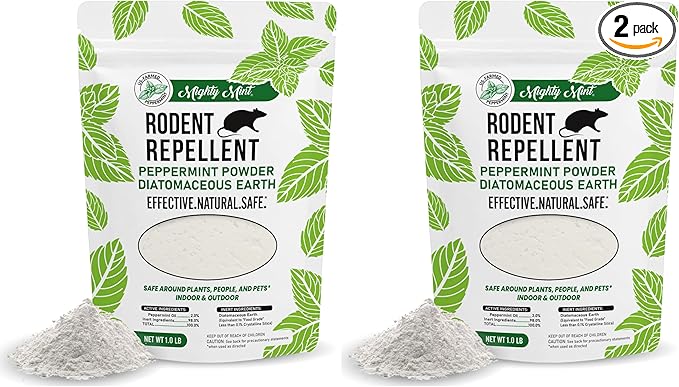 Mighty Mint Rodent Repellent Pest Control, Diatomaceous Earth Peppermint Pest Powder, 1 lb (Pack of 2)