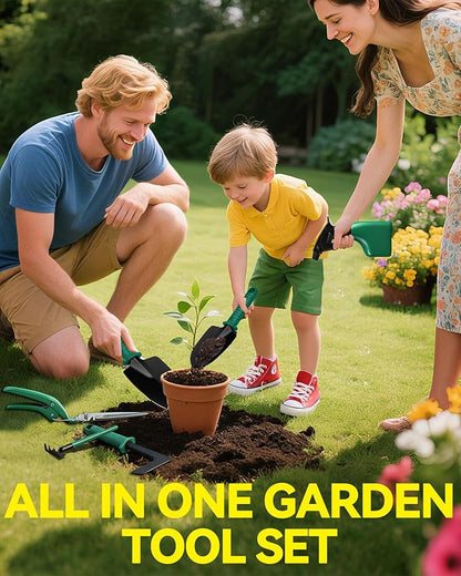 Garden Tool Set, 10pcs Heavy Duty Gardening Tools, Durable Gardenings Hand Tools, Gardening Tool Set with Ergonomic Handle, Gardening Supplies with Storage Box, Ideal Garden Gifts for Women