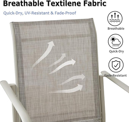 Patio Chairs Set of 4, Outdoor Dining Chairs with Breathable Textilene Fabric, Stackable Patio Chairs for Lawn, Garden, Backyard, Poolside, Grey