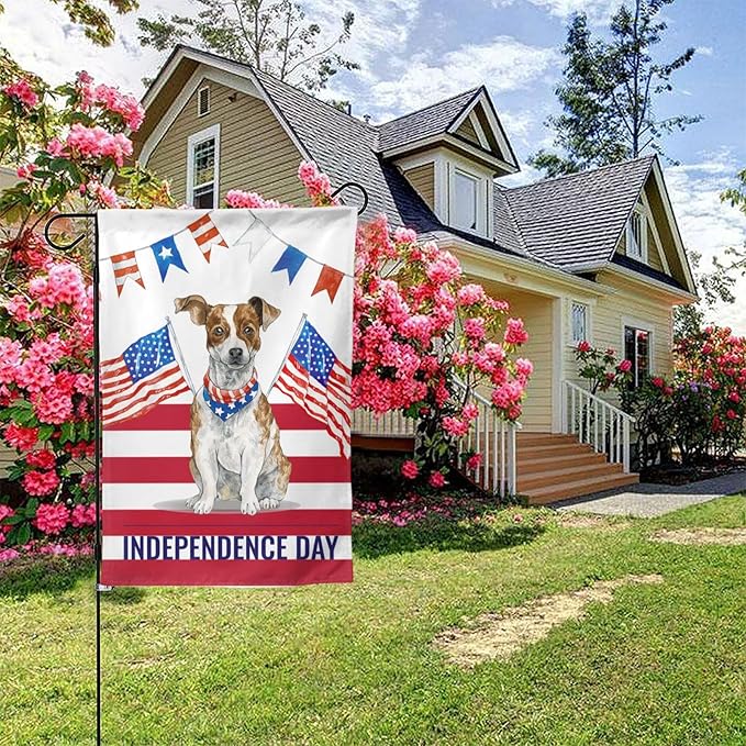 Independence Day Dog Garden Flag Vertical Double Sided Outdoor Yard Flags 12.5x18 Inch Burlap Banners Vertical Double Sided for Outdoor Decor Lawn
