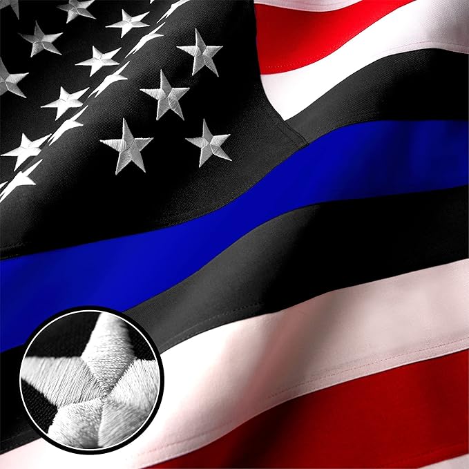 G128 Blue Lives Matter Flag | 2x3 Ft | StormFlyer Series Embroidered 220GSM Spun Polyester | Duty and Honor Flag, Embroidered Design, Indoor/Outdoor, Brass Grommets, Heavy Duty, All Weather