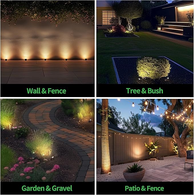 LED In-Ground Well Lights, Low Voltage Landscape Lights Outdoor Uplighting, 12V Anti-Glare IP67 Waterproof & Wired ORB Fixtures for Trees, Pathway, Walls, 3000K Warm White 4 Pack