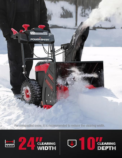 PowerSmart 80V 24" Cordless Snow Blower, 2-Stage Self-Propelled with (2) 6.0Ah Batteries & (1) Charger (HB2805B)