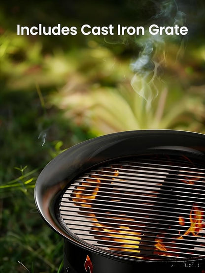 Ciays 21 Inch Propane Fire Pit with Grill Grate, Folding Legs, CSA Certified, 58,000 BTU, Black, Metal, Round, Compatible with Propane