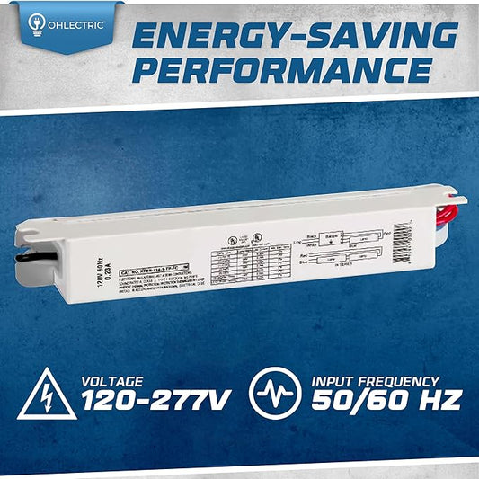 OHLECTRIC Replacement for Keystone KTEB-114-1-TP-FC 1 Lamp T5 Electronic Fluorescent Ballast with Normal Light Output | 120V Input with Rapid Start Operation | 0.95 Ballast Factor, UL-Approved
