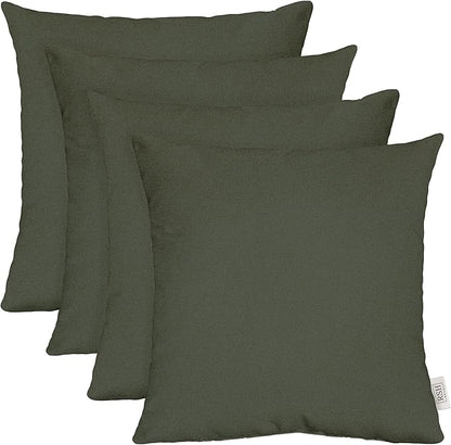 RSH DECOR: Sunbrella Square Throw Pillows Set of 4 | 20" x 20" | Water and Fade-Resistant Performance Fabric | Outdoor Pillow Covers with Down-Alternative Inserts | Made in USA (Cast Ivy Green)