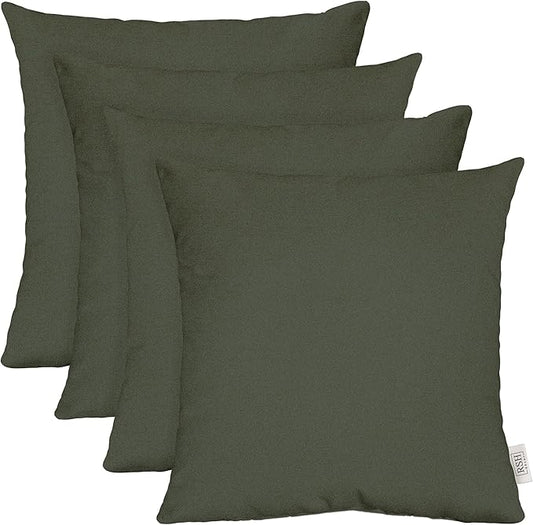 RSH DECOR: Sunbrella Square Throw Pillows Set of 4 | 20" x 20" | Water and Fade-Resistant Performance Fabric | Outdoor Pillow Covers with Down-Alternative Inserts | Made in USA (Cast Ivy Green)