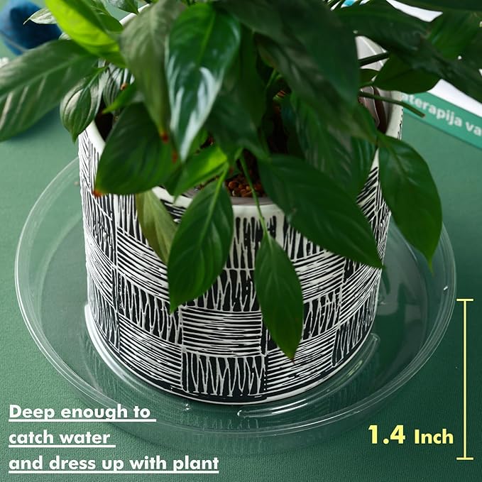 Plant Saucer 15 Pack Plant Trays for Pots 8/10/12 Inch Plastic Plant Saucers for Outdoors and Indoors Clear Drip Trays for Potted Plants Flower Pot Plates to Catch Water Plant Drainage Dishes No Holes