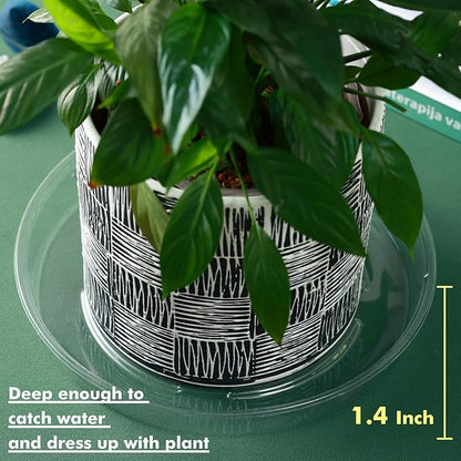 Plant Saucer 15 Pack Plant Trays for Pots 8/10/12 Inch Plastic Plant Saucers for Outdoors and Indoors Clear Drip Trays for Potted Plants Flower Pot Plates to Catch Water Plant Drainage Dishes No Holes