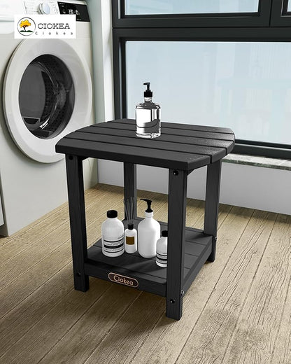 Ciokea Adirondack Outdoor Side Table 2 Pack, 2-Tier Sturdy Patio End Table Weather Resistant