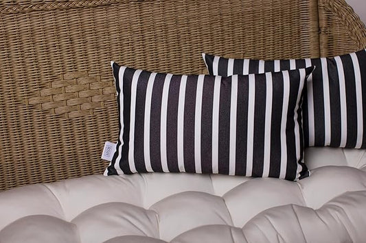 RSH DECOR: Sunbrella Pillow Covers Set of 4 | Covers Only - 20" x 12" | Outdoor Lumbar Pillow Covers Crafted with Sunbrella Performance Fabric | Shore Classic