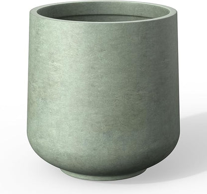 Kante 11.6" Dia Round Concrete Planter, Outdoor Indoor Large Plant Pots Containers with Drainage Hole and Rubber Plug for Home Garden Patio, Mint Green