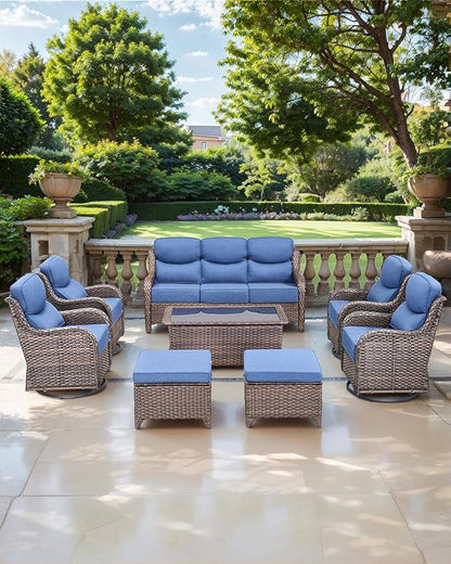 Luxury 24x24x6 Inch Smile Outdoor Sofa Cushions Set of 3 - Memory Foam Deep Seat Patio Furniture Pillows for Wicker Rocker Dining Chair Loveseat 3-Seater L-Shape Sectional Sofa - Navy Blue