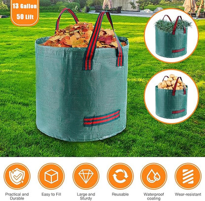 Thatch Rake - 15" Dethatcher Rake for Lawns with Upgraded Dual-Action Tines, Efficient Garden Rake with 57" Adjustable Handle, Heavy Duty Steel Metal Rakes with Reusable Yard Waste Bag & Gloves