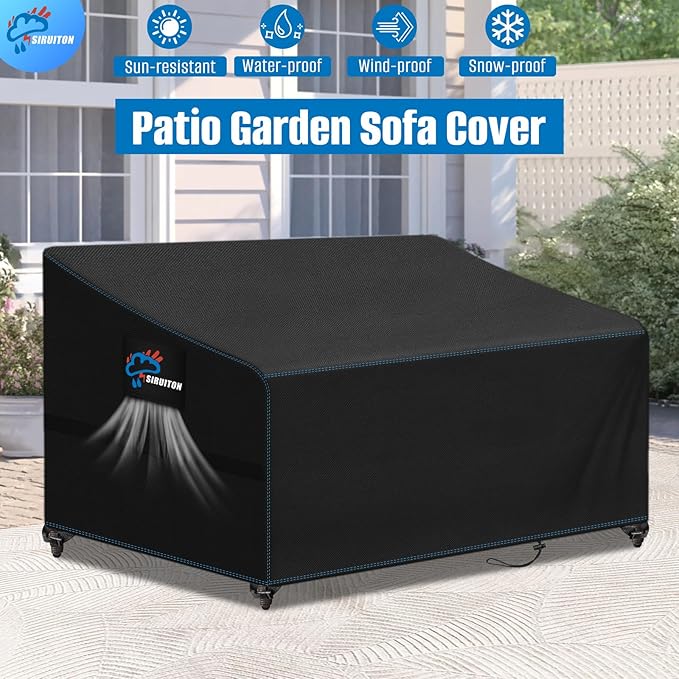 SIRUITON 2-Seat 78" W x 33" D x 32" H Garden Patio Sofa/Loveseat/Bench Cover, Heavy Duty 420D Oxford Waterproof Outdoor Sofa Cover, Lawn Patio Furniture Covers
