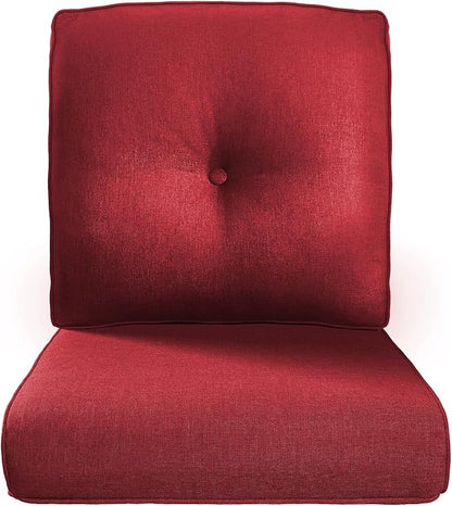 Pop 22x25/22x24 Outdoor Chair Cushions - 1 Set High Back Deep Seat Patio Furniture Cushion for Wicker Dining Swivel Rocking Chairs Rattan Loveseat Couch Sectional Sofa - Red/Button