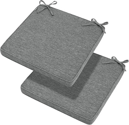 Magpie Fabrics Indoor Outdoor Waterproof Square Chair Cushion, 18" x 18" x 2.5", 2 Pack, Water Resistant Seat Cushions, for Patio Garden Office, Heather Grey