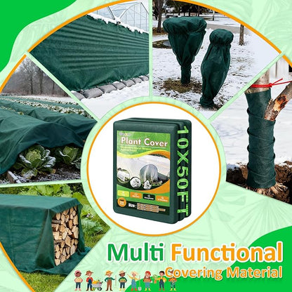 Green Plant Covers Freeze Protection, 10 x 50 ft - 2 oz/yd² Frost Cloths for Outdoor Plants, Tree Covers Freeze Protection, Winter Garden Blanket, Sun Cover for Plants for Greenhouse, Vegetables