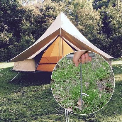 AAGUT Tent Stakes Heavy Duty Metal 9 Inch, 50 Pack Rust-Resistant Galvanized Steel Camping Stake Garden Edging Fence Hooks Yard Tent Pegs for Inflatable, Tarp, Outdoor Christmas Decorations (KIT)