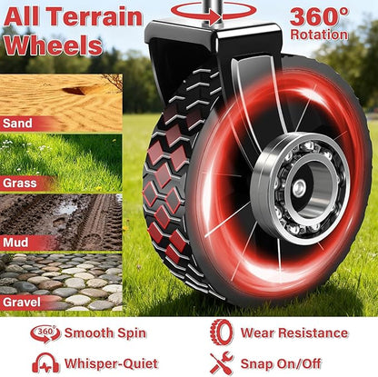 Collapsible Folding Utility Wagon Cart with Wheels, 360 Lbs Heavy Duty Outdoor Foldable Wagon with Adjustable Handle, 2 Drink Holders, Portable Wagon for Groceries, Garden, Beach, Camping, Shopping