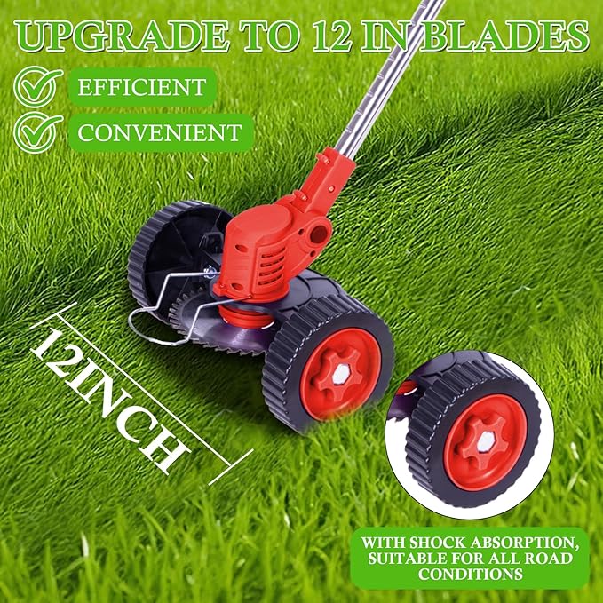 Weed Wacker Cordless Adjustable Weed Eaters 3 in 1 Electric String Trimmer Lawn with Two Battery with Charger Comes with Multiple Blades for Yard,Green,Garden(Red)