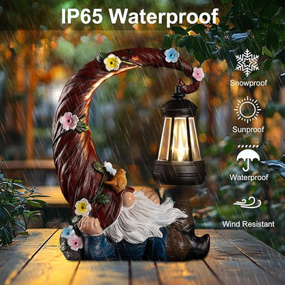 Garden Gnomes Outdoor Statues with Solar Light Funny Gnome Decor Gifts for Women Mom Gnomes Decorations for Home Patio Lawn Yard Garden Decor
