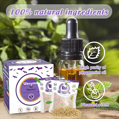8 Pack Bat Repellent Outdoor Rodent Mouse Repellent, Peppermint Oil Bat Deterrent Repellent for Attic, Ready-to-Use Pest Repellent Scent Pouches