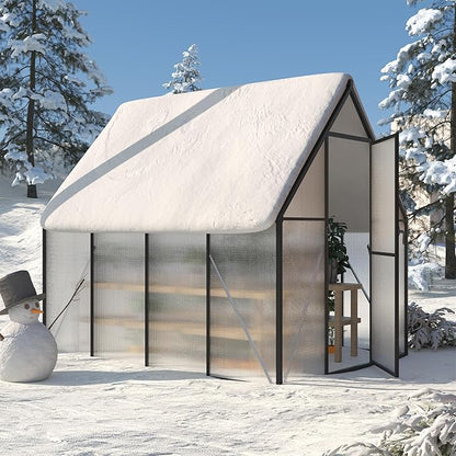 6x8 FT Greenhouse for Outdoors, Polycarbonate Greenhouse with Roof Vent, Enhanced Aluminum Large Walk-in Green House for Garden Backyard
