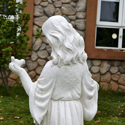 Garden Nymph Girl Maid Statue 40'' Super High Woman Garden Statue with Holding Birdbath Bird Bath Bowl Outdoor Patio Yard Lawn Decor
