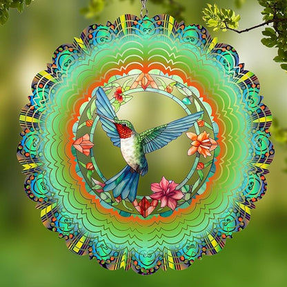 Wind Spinners Outdoor Hummingbird - Birthday Gifts for Women Mom Wife, Hanging Wind Sculptures Wind Spinners, 12 inch 3D Wind Spinner for Garden Decor for Outside, Garden, Patio, Yard, Outdoor