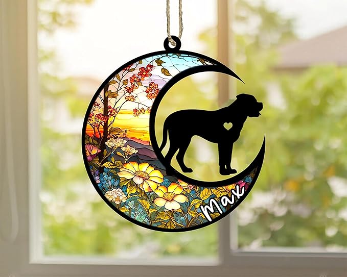 Personalized Dog Memorial, Custom Name Bullmastiff Dog Christmas Ornament with Name, Custom Breeds, Pet Loss Light Catcher, Gifts for Lovers Loss of Pet Sympathy on Mothers Day Christmas