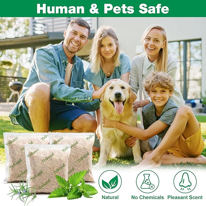 12 Pack Peppermint Oil Mouse Repellent Pouches - Powerful Pest Repellent for Rodent Rat Mice Skunk Squirrel Roach Moth, Mice Deterrent for House/Car/RV/Garage/Boat/Shed/Basement, Plant-Based Formula