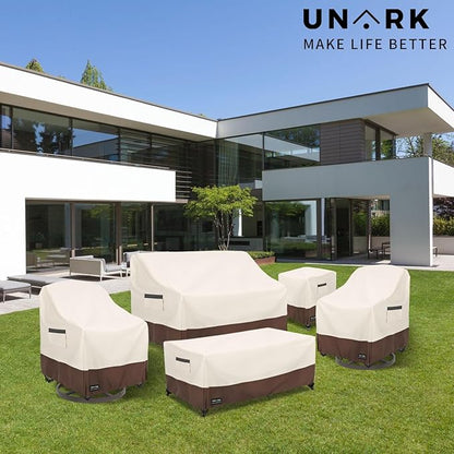 Outdoor 3-Seater Sofa Cover, Heavy Duty Patio Furniture Covers Waterproof, 76W x 33D x 32H Inches Patio Couch Cover Waterproof Couch Covers for Outdoor Furniture, Beige and Brown