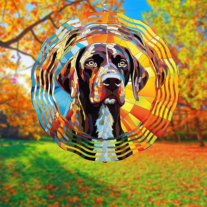 German Shorthaired Pointer Dog Wind Spinners Outdoor Dog Memorial Gifts, 3D Metal Kinetic Hanging Garden Wind Spinner, Spinner Decor, Wind Sculptures for Outdoor & Indoor, Window, Yard Decor (GSP 2)