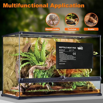 LUCKY HERP Reptile Heating Pad 16W 8X12 Inch with Thermostat, Under Tank Heater Terrarium Warmer Heat Mat and Digital Thermostat Controller for Hermit Crab, Turtles Lizards, Reptile