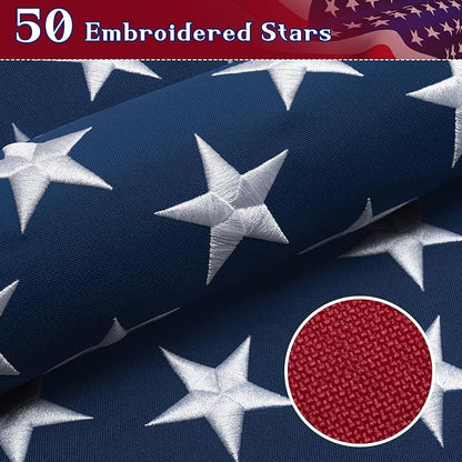 American Flag 6x10 Ft Indestructible Outdoor, Long Lasting, Heavy Duty, TearProof Polyester, Fade Resistant, High Wind US Outside Flags with Embroidered Stars, Sewn Stripes, Brass Grommets