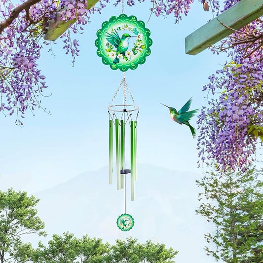 Hummingbird Wind Chimes with Wind Spinner, Christmas Birthday Gifts for Women Mom Friends Teacher, Humming Bird Windchimes, Outdoor Hanging Decor Clearance for Garden Patio Backyard Porch