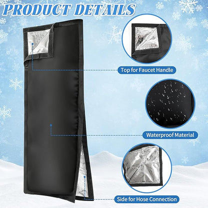 Outdoor Faucet Covers for Winter, 47.2"H×13.4"W - Waterproof Oxford Fabric Water Faucet Cover, Freeze Protection Outdoor Faucets Hose Bibs for Wall Taps Garden, Lawn, and Sprinkler Systems
