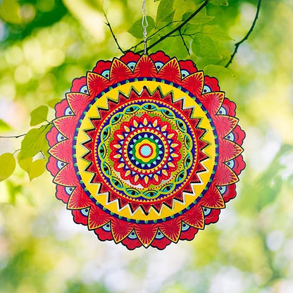 Garden Wind Spinners, 6 Inch 3D Stainless Steel Mandala Wind Spinner for Yard Garden Decoration Christmas Party Indoor and Outdoor Decoration
