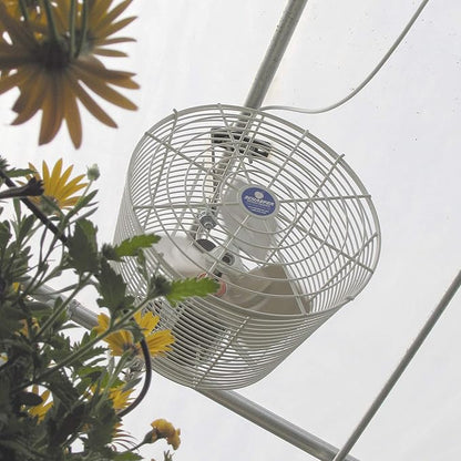Schaefer VK24 Versa-Kool Deep Guard Greenhouse Air Circulation Fan - 24”HAF Wall Mount Fan w/T-shape Mount - Made in USA - 1/2 HP, 7860CFM - White
