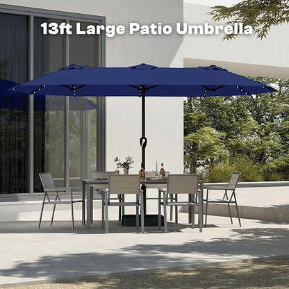 13FT Double Sided Patio Umbrella with LED Lighted