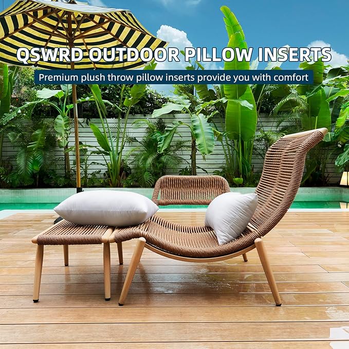 12 x 20 Outdoor Pillow Insert Pack of 4 Small Lumbar Throw Pillow Inserts Waterproof Patio Furniture Pillows Decorative Porch Couch Pillows Premium White Rectangle Sofa Cushion Sham Stuffer