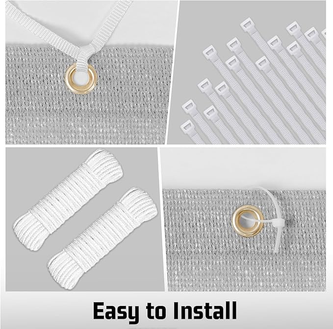 SUNNY GUARD Shade Cloth Custom Size 11x12 FT Sun Shade Screen Fabric Shade Cover Tarp with Grommets for Pergola Backyard Garden, Light Grey(We Customized)
