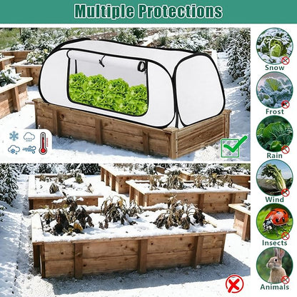 ANGAR 2Pack Pop Up Winter Garden Covers for Raised Beds, 45" x 22" x 16"Plant Covers Freeze Protection, Garden Rows Greenhouse Raised Bed Cover for Seedlings Vegetable Fruits Rows, Includes 16 Stakes