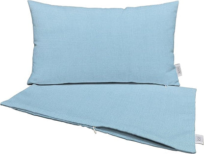RSH DECOR: Sunbrella Pillow Covers Set of 2 | Covers Only - 20" x 12" | Outdoor Lumbar Pillow Covers Crafted with Sunbrella Performance Fabric | Canvas Air Blue